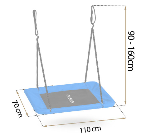 Huśtawka bocianie gniazdo prostokątna Neo-Sport Swingo 110 x 70 cm
