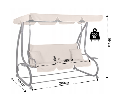 Гойдалка садова Bonro Garden BW-002 3 -місна бежева