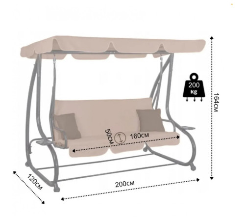 Гойдалка садова Bonro Garden BW-002 3 місна коричнева