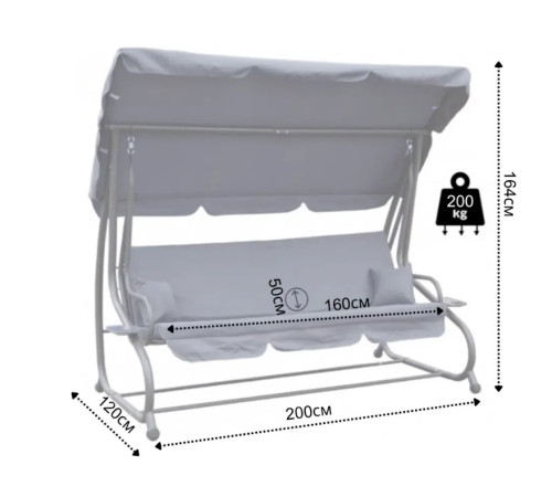 Гойдалка садова Bonro Garden BW-002 3 місна темно-сіра