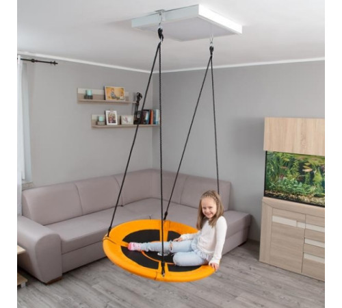 Гойдалка-гніздо кругла NB5031 NILS CAMP, 100 см - помаранчево-чорна 