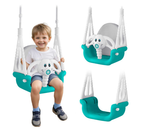 Гойдалка 3-в-1 Слоник Ricokids, 130 х 162 см - бірюзово-біла