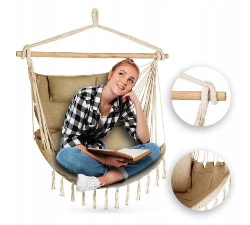 Гамак-крісло Outtec Boho Sois XXL, бежевий Гамак-крісло Outtec Boho Sois XXL, бежевий