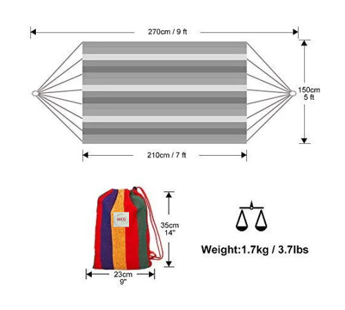 Гамак двомісний WCG Mexico XXL 200 х 150 см - різнокольоровий