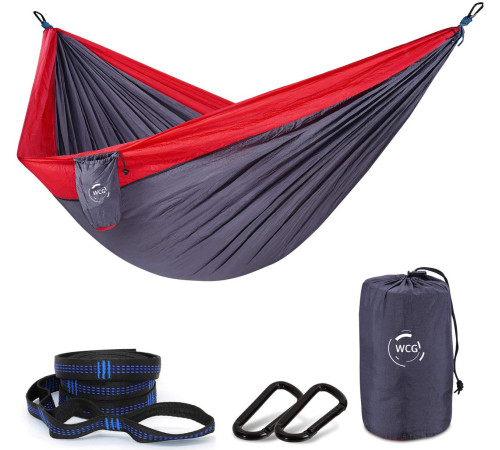 Гамак одномісний WCG TOURING XXL 300 х 200 см - чорно-червоний