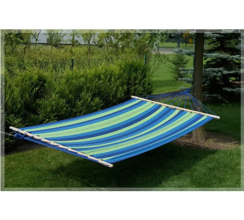 Гамак одномісний з планкою WCG RIO XL 200 х 100 см - зелено-синій