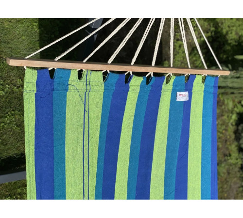 Гамак одномісний з планкою WCG RIO XL 200 х 100 см - зелено-синій