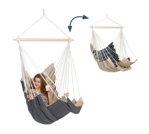 Гамак-крісло підвісне Amazonas California, 170 х 70 см - сіро-бежевий