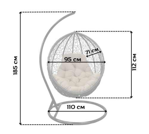 Крісло‑кокон підвісне GreenGard Графіт, чорно-зелене