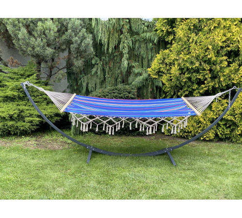 Гамак одномісний WCG BALI XL з планкою і каркасом 200 х 100 см - синій