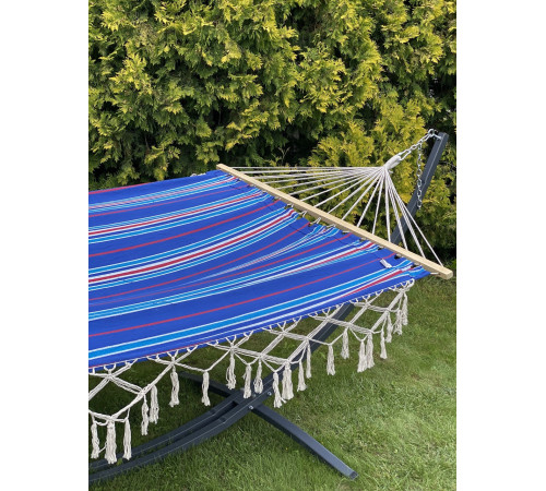 Гамак одномісний WCG BALI XL з планкою і каркасом 200 х 100 см - синій