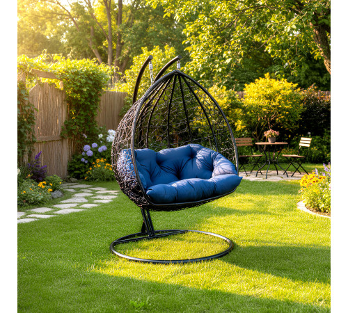 Крісло‑кокон підвісне GreenGard Графіт, синє