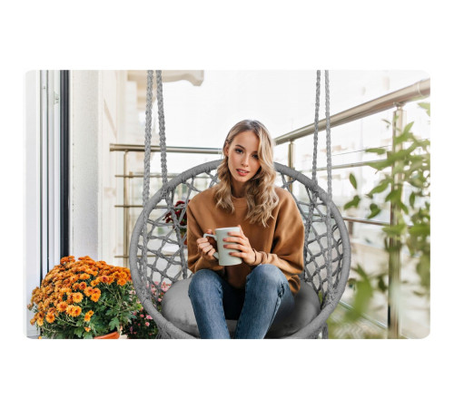 Крісло-гойдалка підвісне Bonro B-092-2 з подушкою, сіре