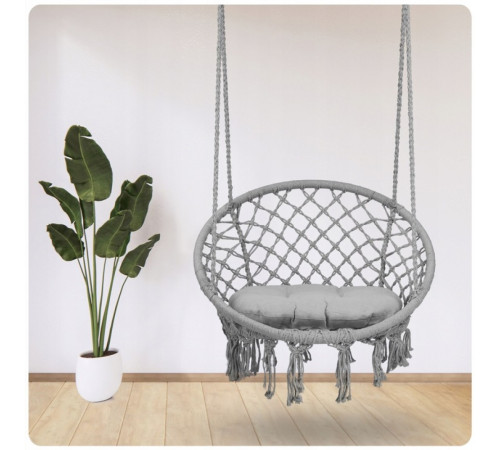 Крісло-гойдалка підвісне Bonro B-092-2 з подушкою, сіре