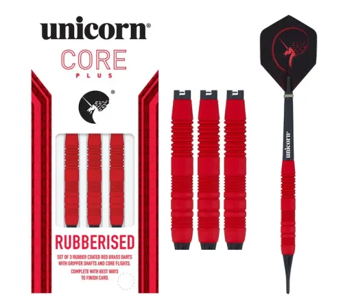 Дротики для дартсу Unicorn Core Plus, червоні - 3 шт Дротики для дартсу Unicorn Core Plus, червоні - 3 шт