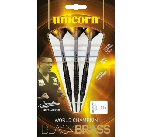 Дротики для дартсу м'які Unicorn WC Black Brass Gary Anderson - 3 шт Дротики для дартсу м'які Unicorn WC Black Brass Gary Anderson - 3 шт