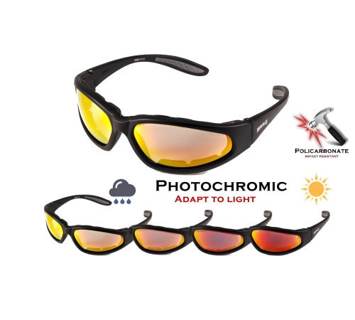 Окуляри захисні фотохромні Global Vision Hercules-1 PLUS Photochromic Anti-Fog, червоні