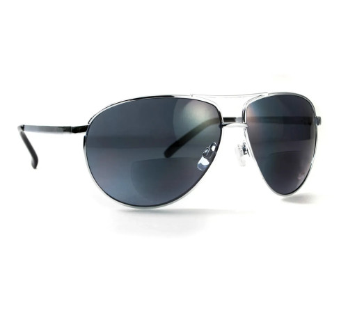 Окуляри захисні з біфокальною лінзою Global Vision Aviator (+3.0) (gray), сірі