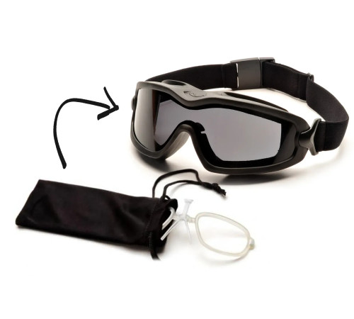 Окуляри захисні з ущільнювачем Pyramex V2G-XP + RX Anti-Fog, cірі з діоптрійною вставкою