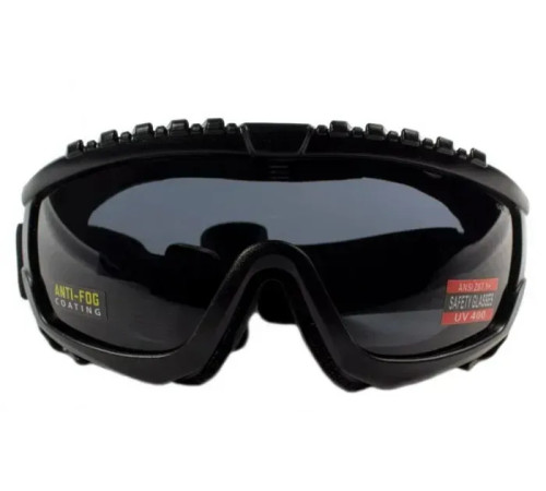 Окуляри захисні з ущільнювачем Global Vision Ballistech-1 (smoke) Anti-Fog, чорні