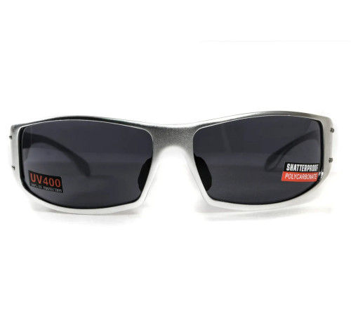 Окуляри захисні в металевій оправі Global Vision Bad-Ass-2 Silver (gray), сірі