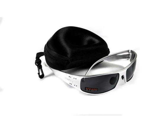 Окуляри захисні в металевій оправі Global Vision Bad-Ass-2 Silver (gray), сірі