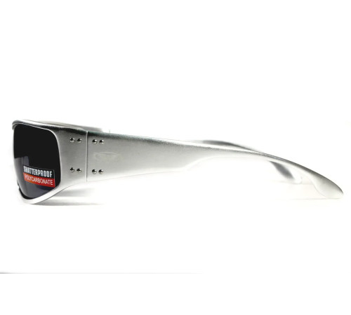 Окуляри захисні в металевій оправі Global Vision Bad-Ass-2 Silver (gray), сірі