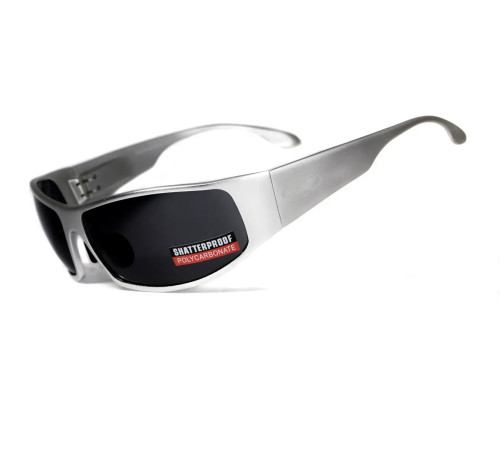 Окуляри захисні Global Vision BAD-ASS-1 Silver, чорні