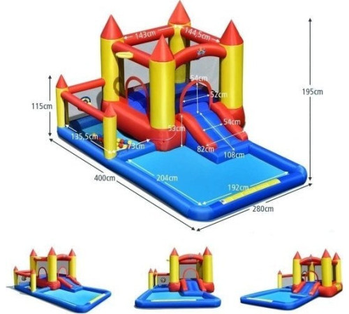 Надувний ігровий майданчик Замок Costway 400x280x195 см