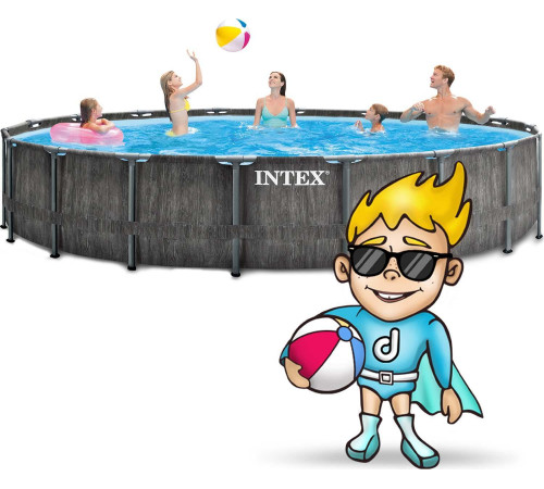 Басейн каркасний 21в1 INTEX 126744, 549 x 122 см, темно-сірий