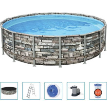 Басейн каркасний Bestway 56966 Power Steel 488 см - коричневий