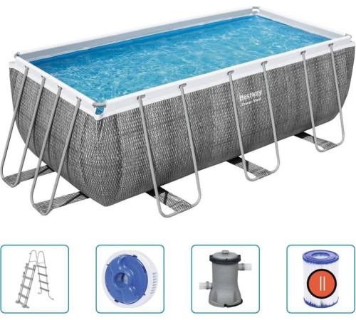 Басейн каркасний прямокутний 5в1 Bestway 56722 Power Steel 412 x 201 см - сірий Басейн каркасний прямокутний 5в1 Bestway 56722 Power Steel 412 x 201 см - сірий