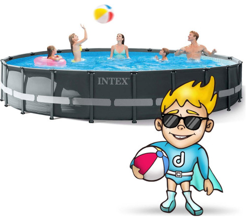 Басейн каркасний 21в1 INTEX 26334, 610 х 122 см, темно-сірий