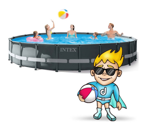 Басейн каркасний 21в1 INTEX 26334, 610 х 122 см, темно-сірий