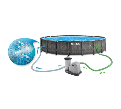 Басейн каркасний 12в1 INTEX 126744, 549 x 122 см, темно-сірий