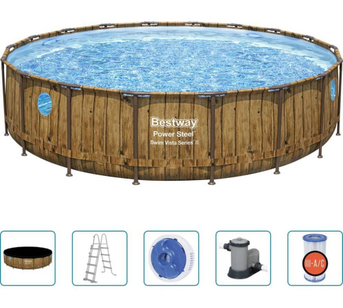 Басейн каркасний Bestway з аксесуарами 549 x 122 см - коричневий