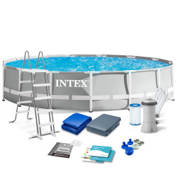 Басейн каркасний 12в1 INTEX 26724GN, 457 x 107 см, сірий