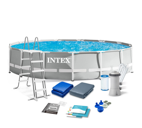 Басейн каркасний 12в1 INTEX 26724GN, 457 x 107 см, сірий