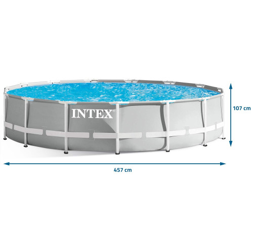 Басейн каркасний 12в1 INTEX 26724GN, 457 x 107 см, сірий
