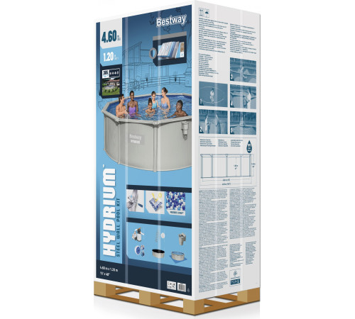 Басейн каркасний Bestway Hydrium 460 x 460 x 120 см, світло-сірий Басейн каркасний Bestway Hydrium 460 x 460 x 120 см, світло-сірий