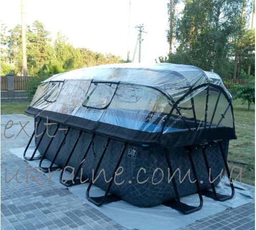 Басейн каркасний прямокутний EXIT з куполом 540х250х122 см з пісочним фільтром + тепловий насос Басейн каркасний прямокутний EXIT з куполом 540х250х122 см з пісочним фільтром + тепловий насос