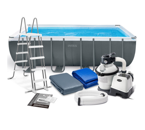 Басейн каркасний прямокутний 11в1 INTEX 26356, 549 x 274 x 132 см, темно-сірий