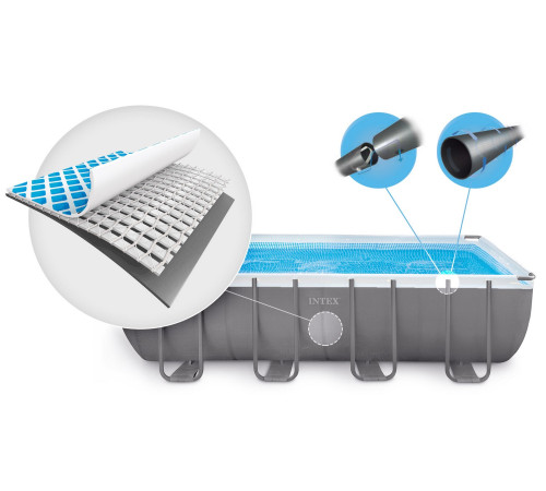 Басейн каркасний прямокутний 11в1 INTEX 26356, 549 x 274 x 132 см, темно-сірий