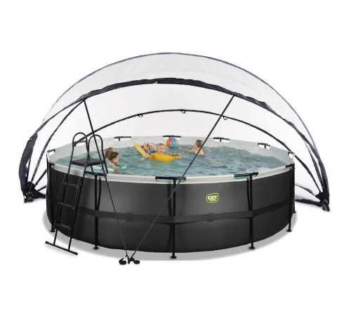 Басейн каркасний EXIT з куполом та нагрівом води, 488 х 122 см, чорна шкіра