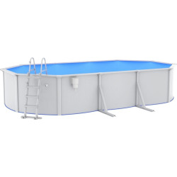 Басейн каркасний овальний vidaXL 610 x 360 x 120 см, білий + драбина