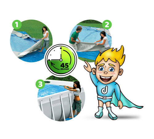 Басейн каркасний прямокутний 17в1 INTEX 26788, 400 x 200 x 100 см + машина для створення бульбашок