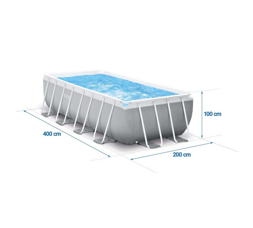 Басейн каркасний прямокутний 17в1 INTEX 26788, 400 x 200 x 100 см + машина для створення бульбашок