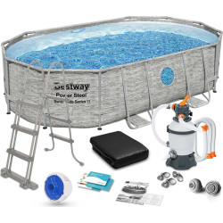 Басейн каркасний овальний 10в1 Bestway 56946 Power Steel 488 x 305 см
