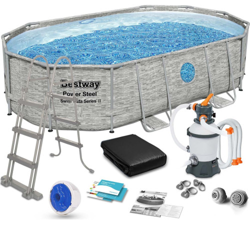 Басейн каркасний овальний 10в1 Bestway 56946 Power Steel 488 x 305 см