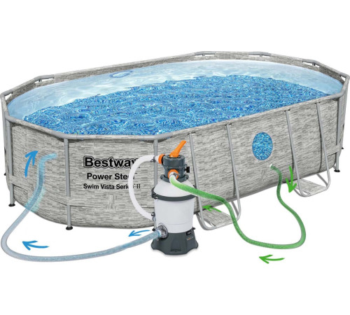 Басейн каркасний овальний 10в1 Bestway 56946 Power Steel 488 x 305 см